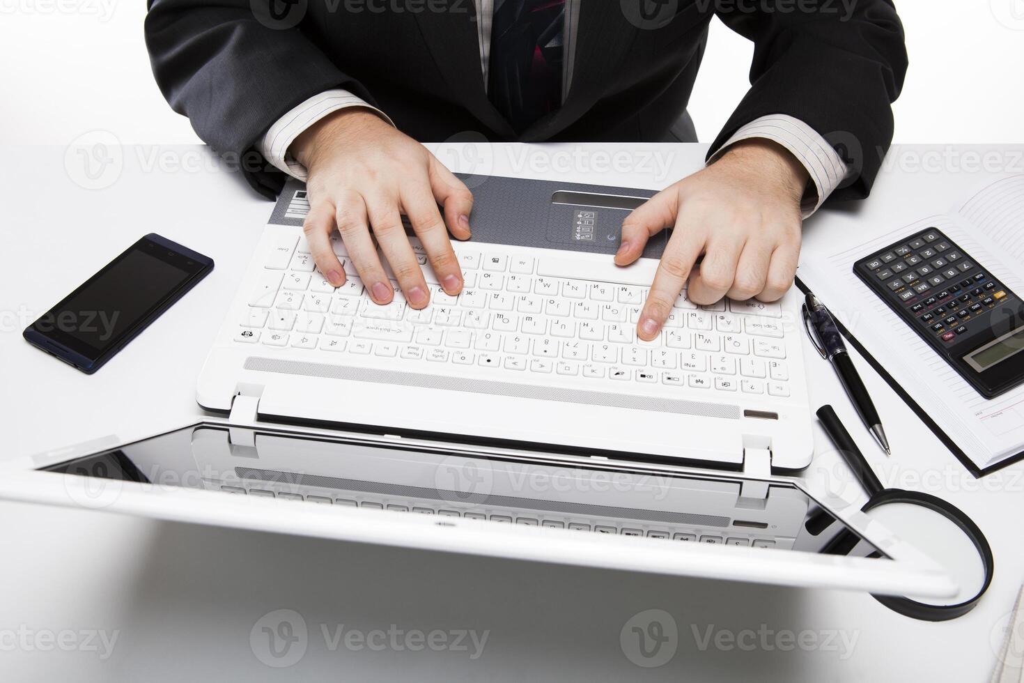 human fingers on the notebook keyboard 3 photo