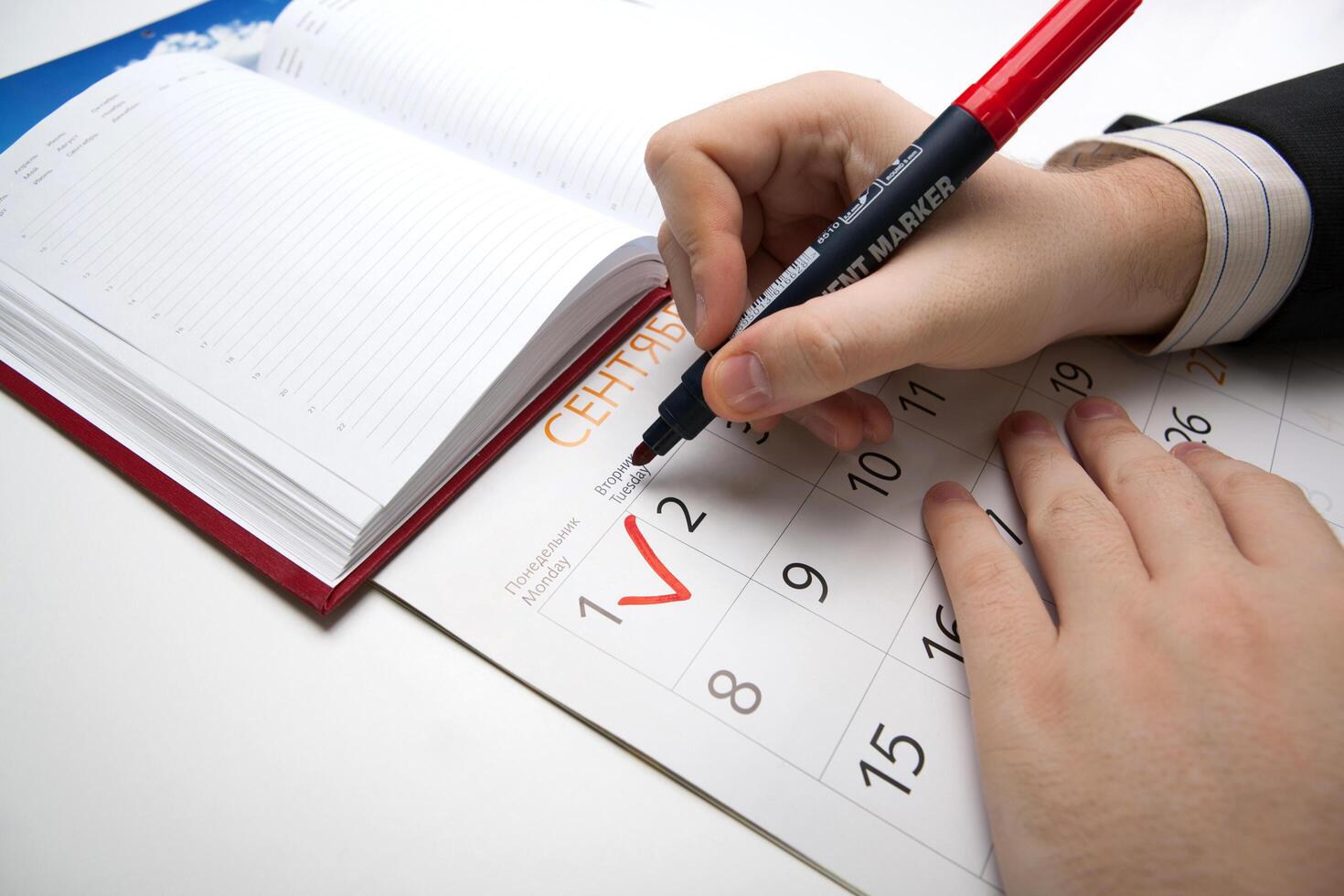 man escorts date in calendar photo