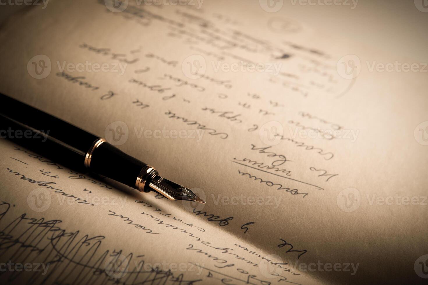fountain pen on text sheet paper 2 photo