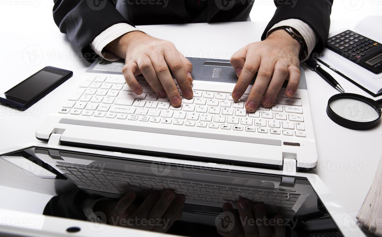 human fingers on the notebook keyboard 3 photo