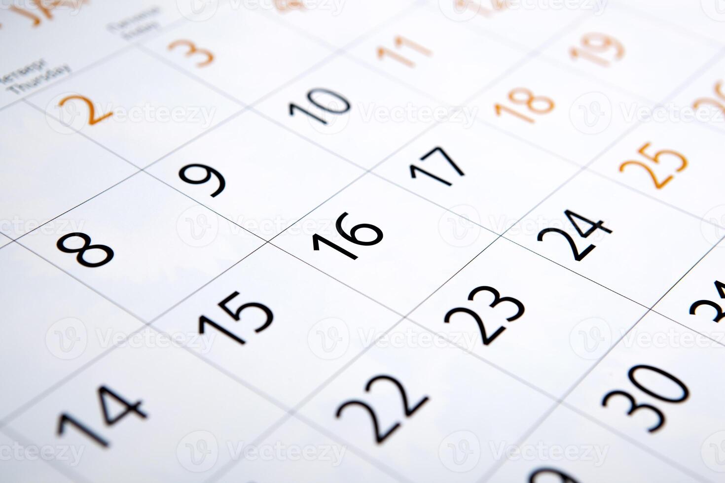 sheet of a calendar with the number of days photo