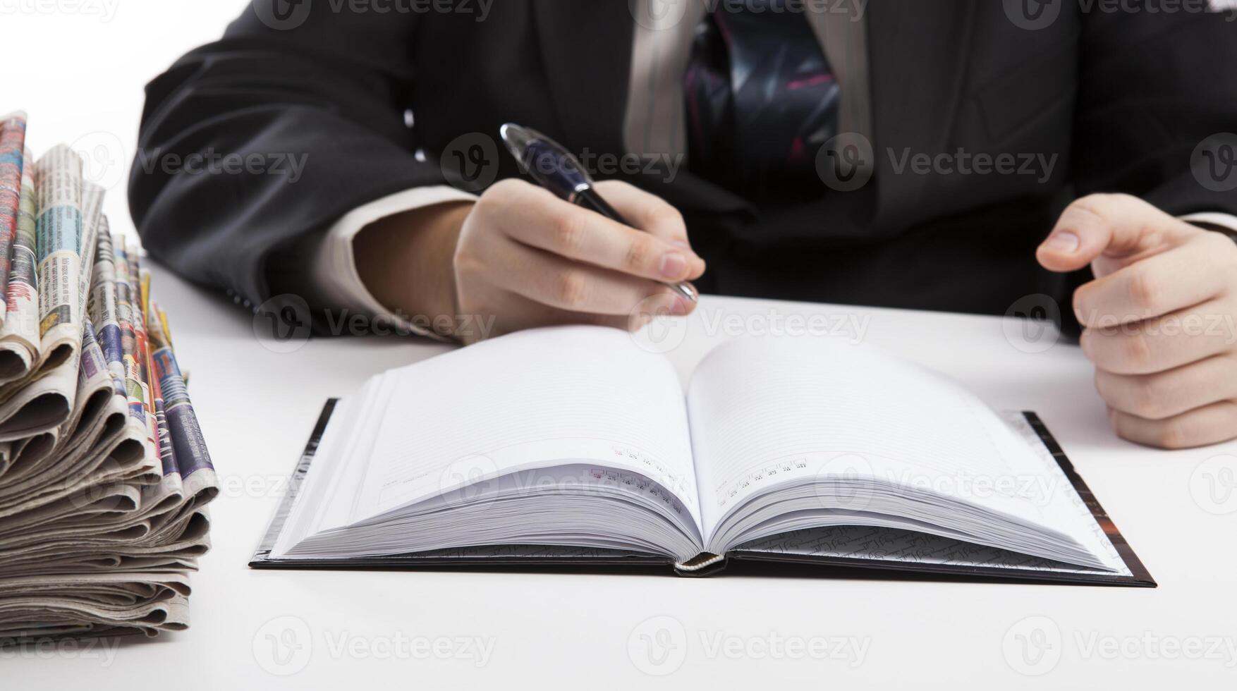 man is preparing for written work photo