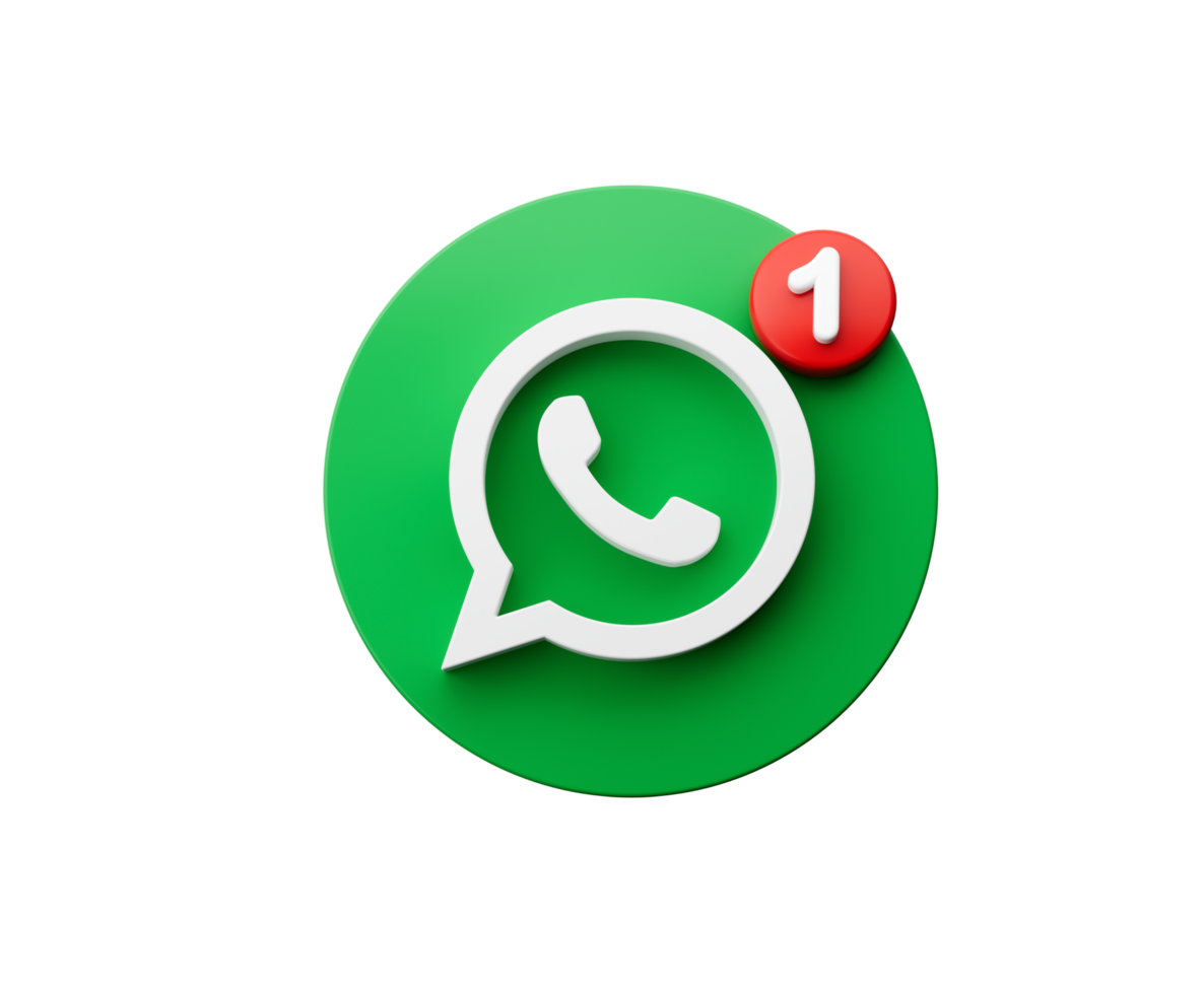 3d WhatsApp notification icon one new message in the inbox concept 3d illustration png