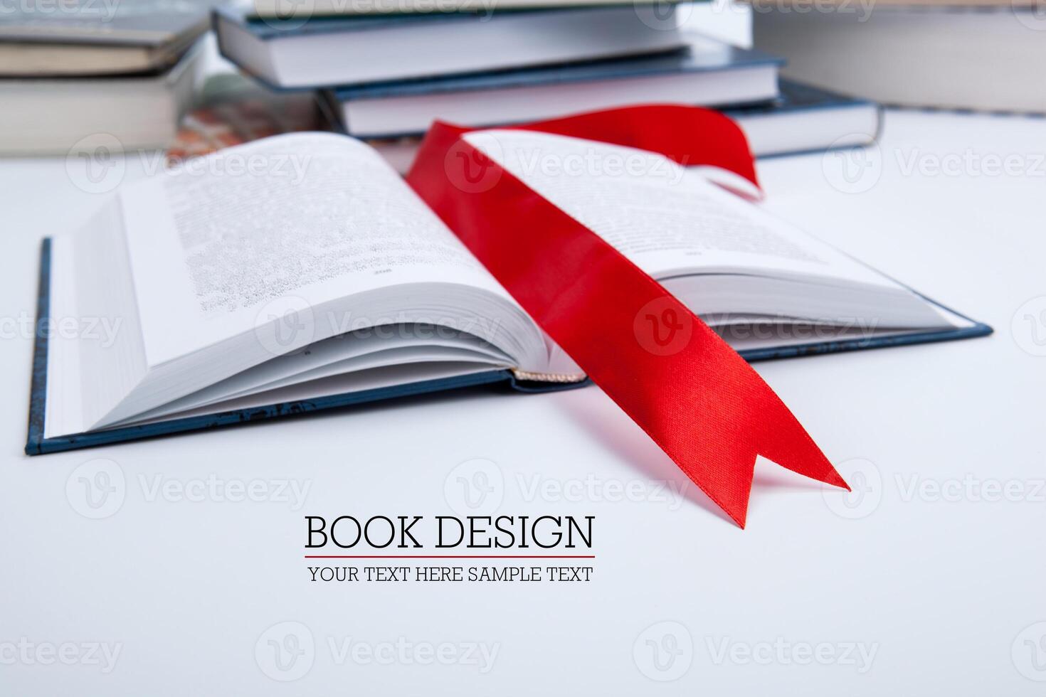 open book whith red bookmark photo