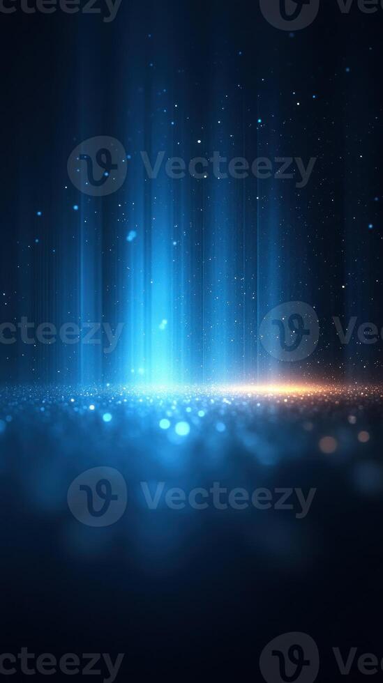 Bright blue and orange beams rise from a dark surface, creating a captivating and abstract light effect photo