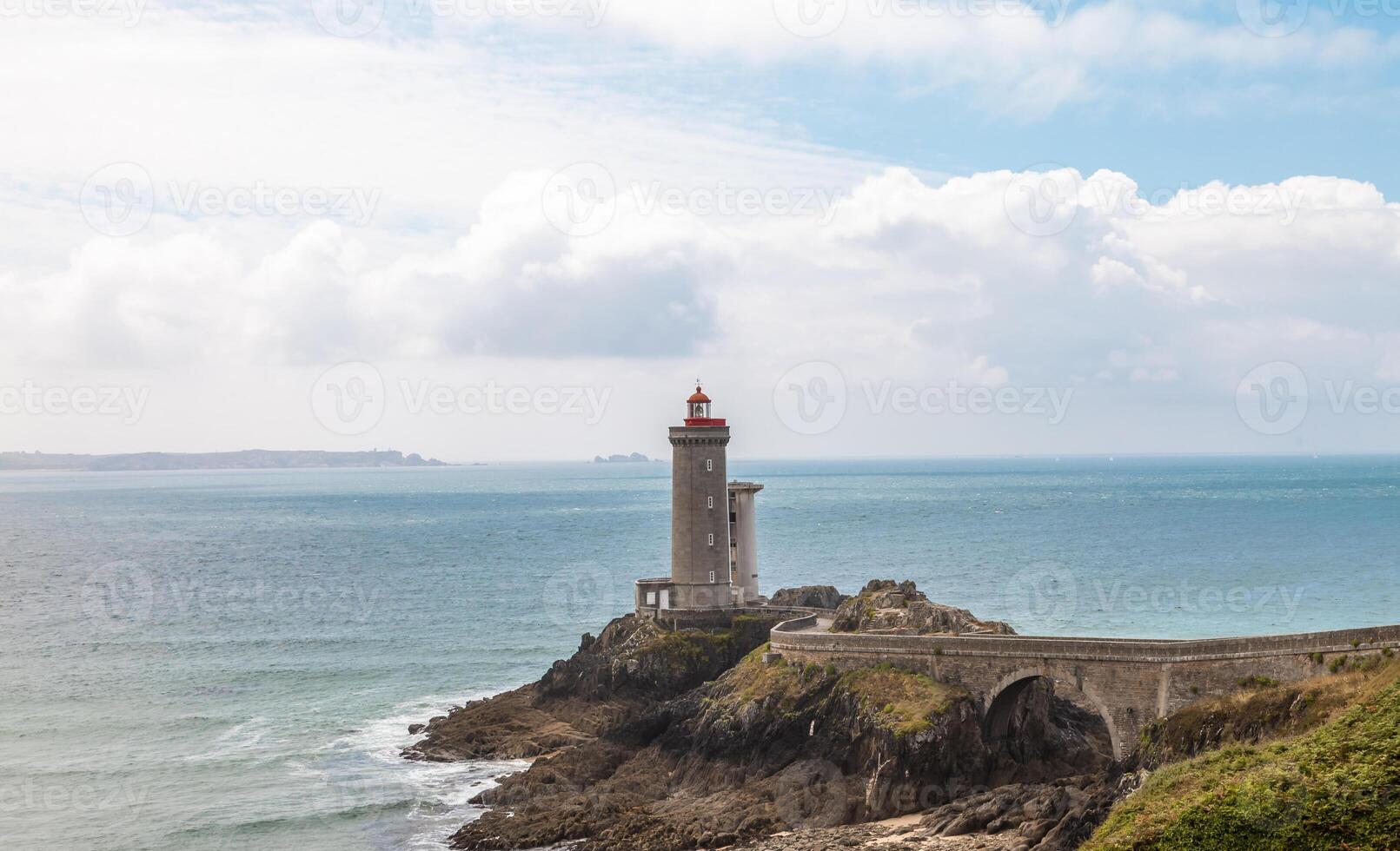 panoramic view of the famous le petit minou lighthouse located in a scenic area of brittany photo