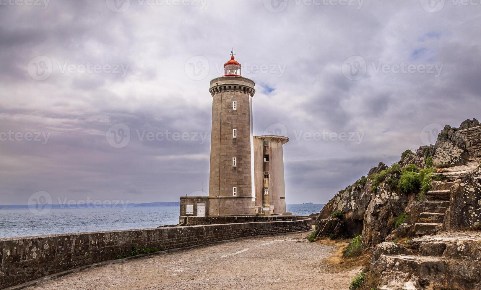 panoramic view of the famous le petit minou lighthouse located in a scenic area of brittany photo