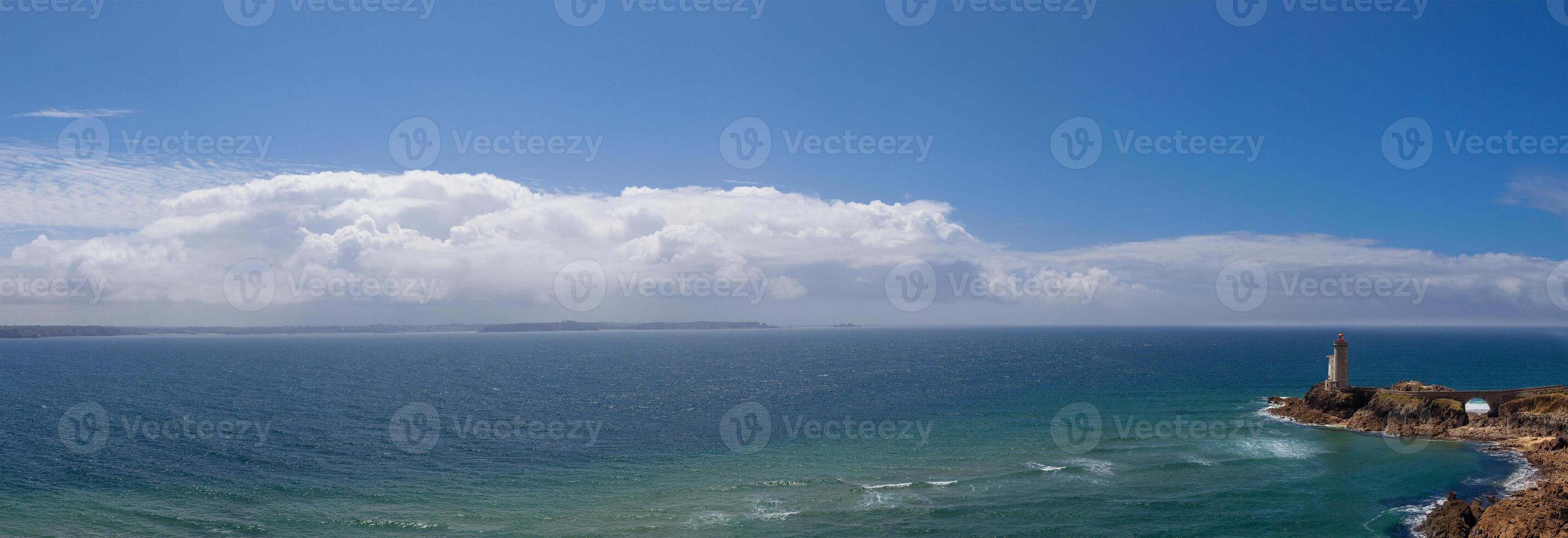 panoramic view of the famous le petit minou lighthouse located in a scenic area of brittany photo