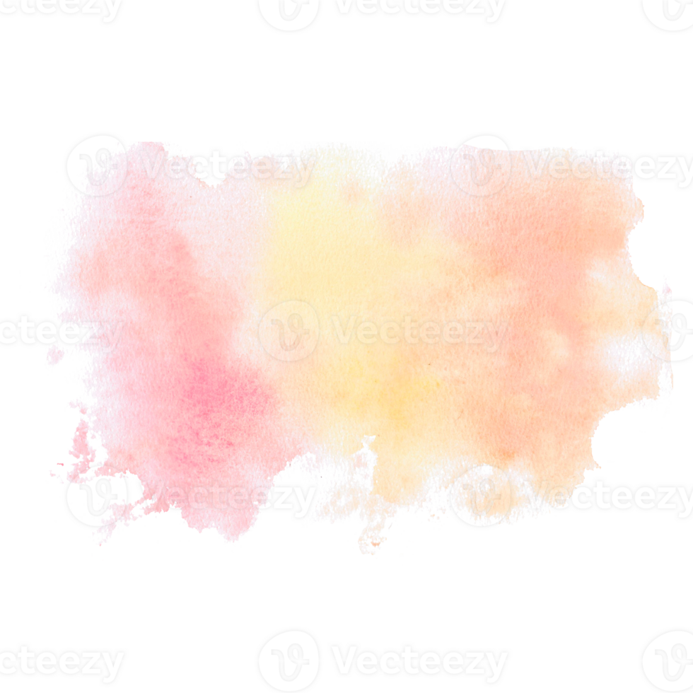 Gradient spot of pink, yellow and beige color spot in watercolor illustration. Drip for design of juicy products and backgrounds. Isolated from background png