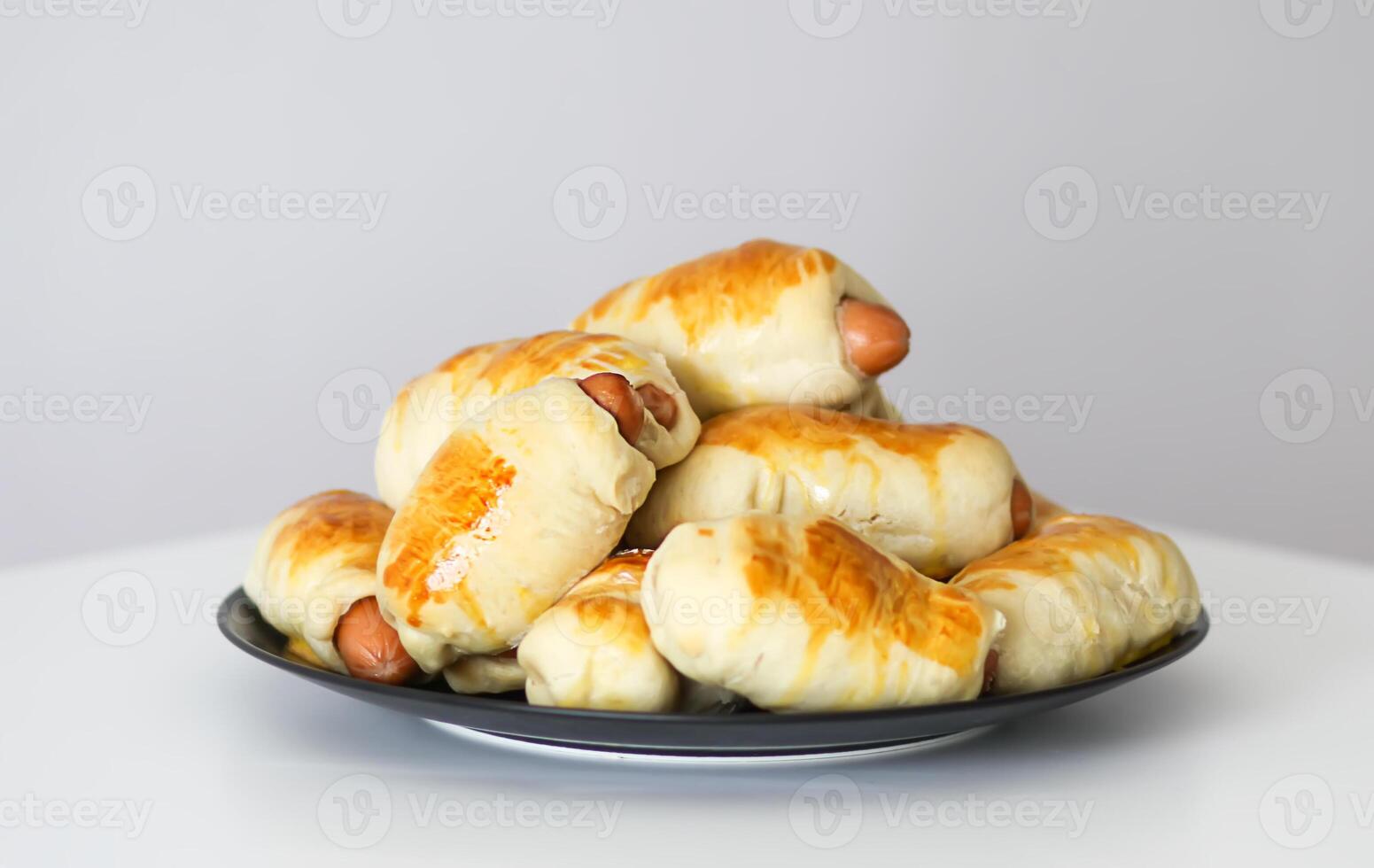Wiener dough or piglets close up. Homemade food. photo