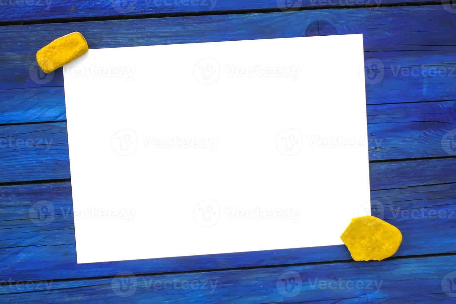 Summer flowers with blank paper for greeting message. Vintage Floral mock up with wild flowers. photo