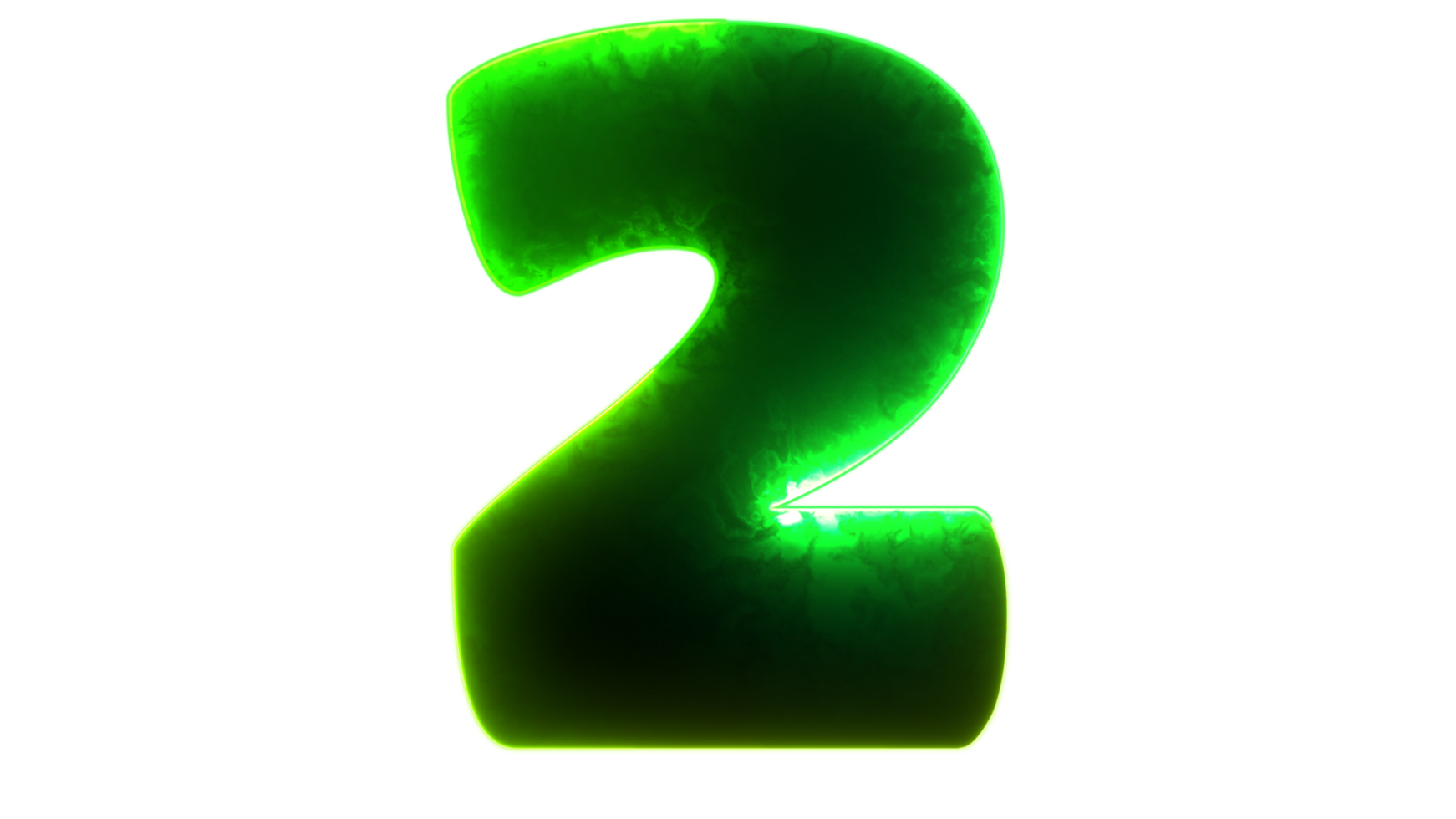 Glowing numbers 2 neon effect png