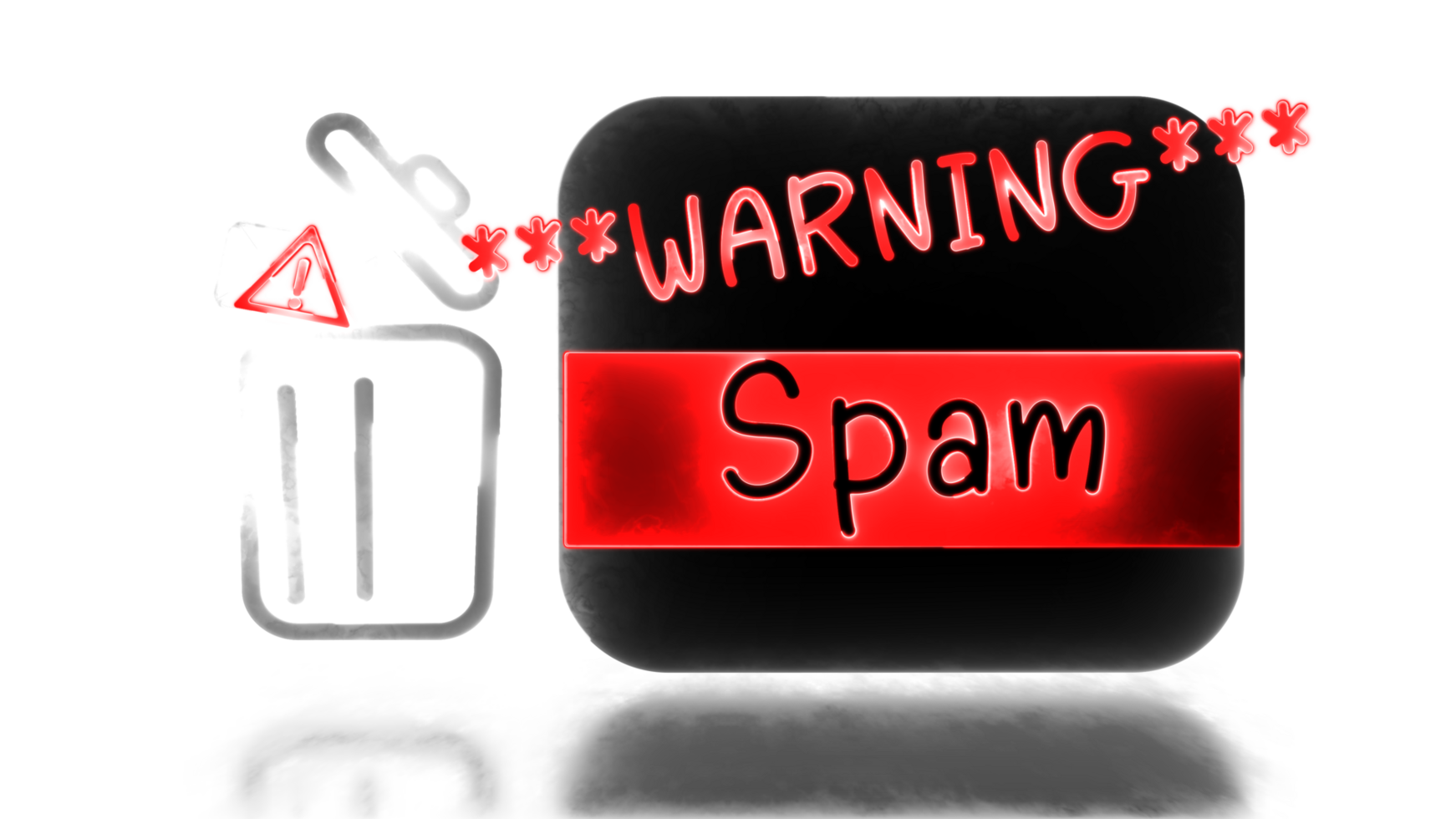 Glowing icon trash email spam neon png