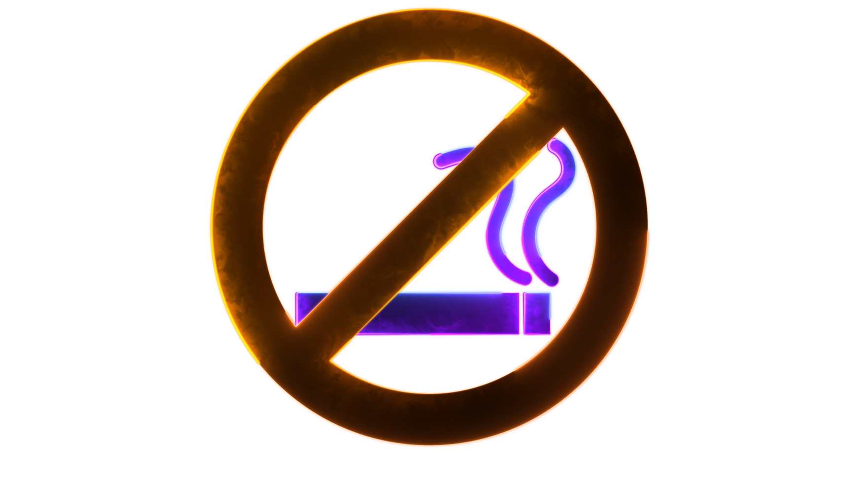 Glowing icon no smoking neon png