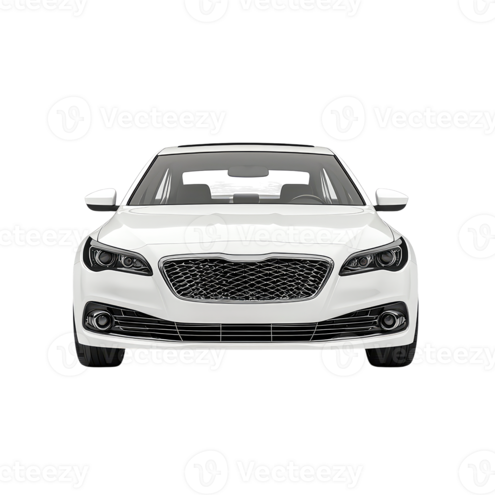 Sleek and Modern A White Sedan, Front View, Against a Solid Background png