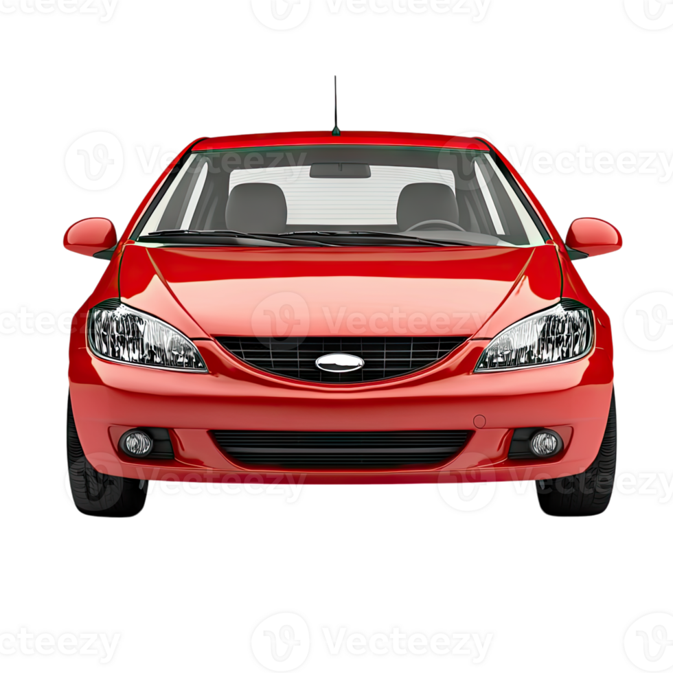 A Vibrant Red Hatchback Car, Front View, Isolated on White, Exuding Modern Design and Style png