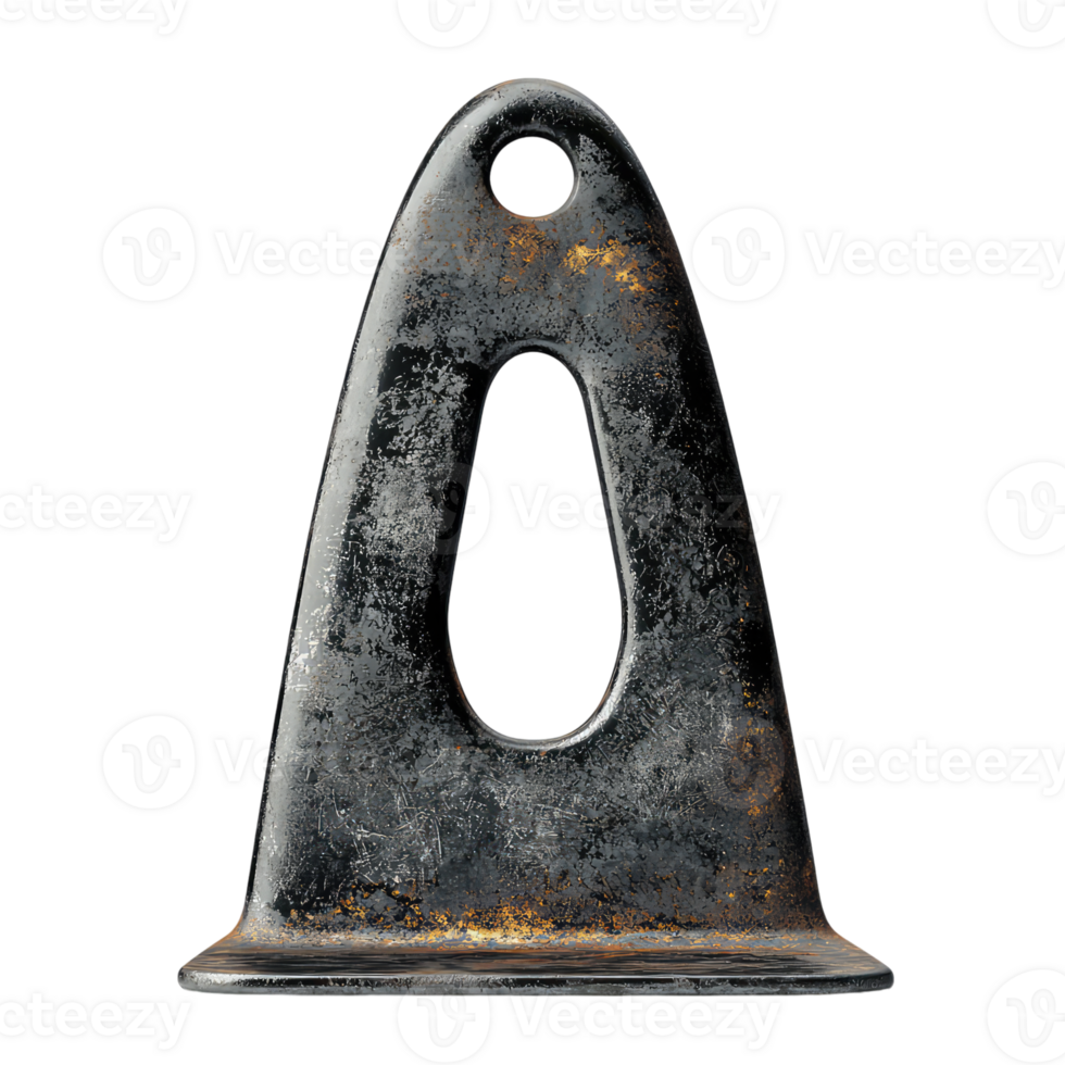 A Weathered Metal Object A Rustic Design with a Distinctive Shape and Intricate Details. png