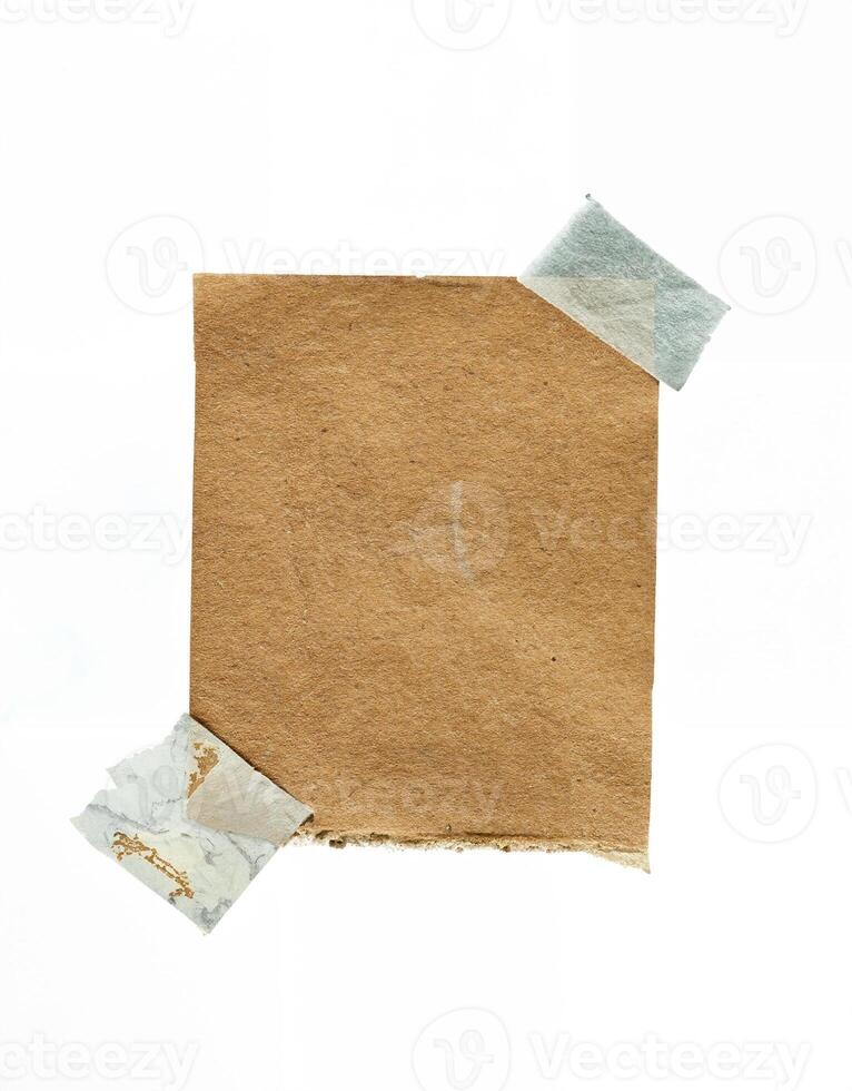 Isolated Blank Brown Paper with Tape photo