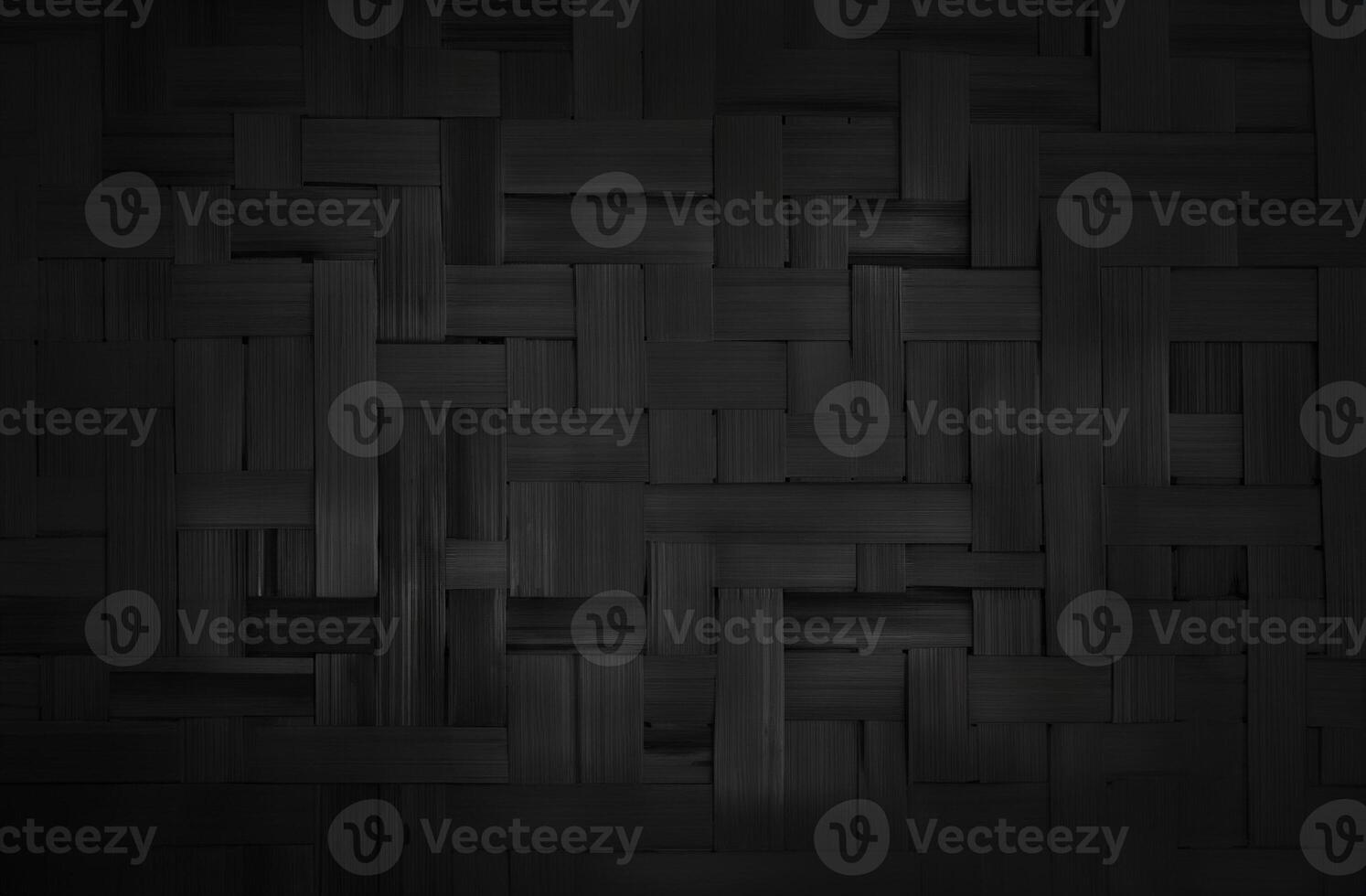 Black Bamboo Weave Pattern on Rattan Mat - Textured Background for Design photo