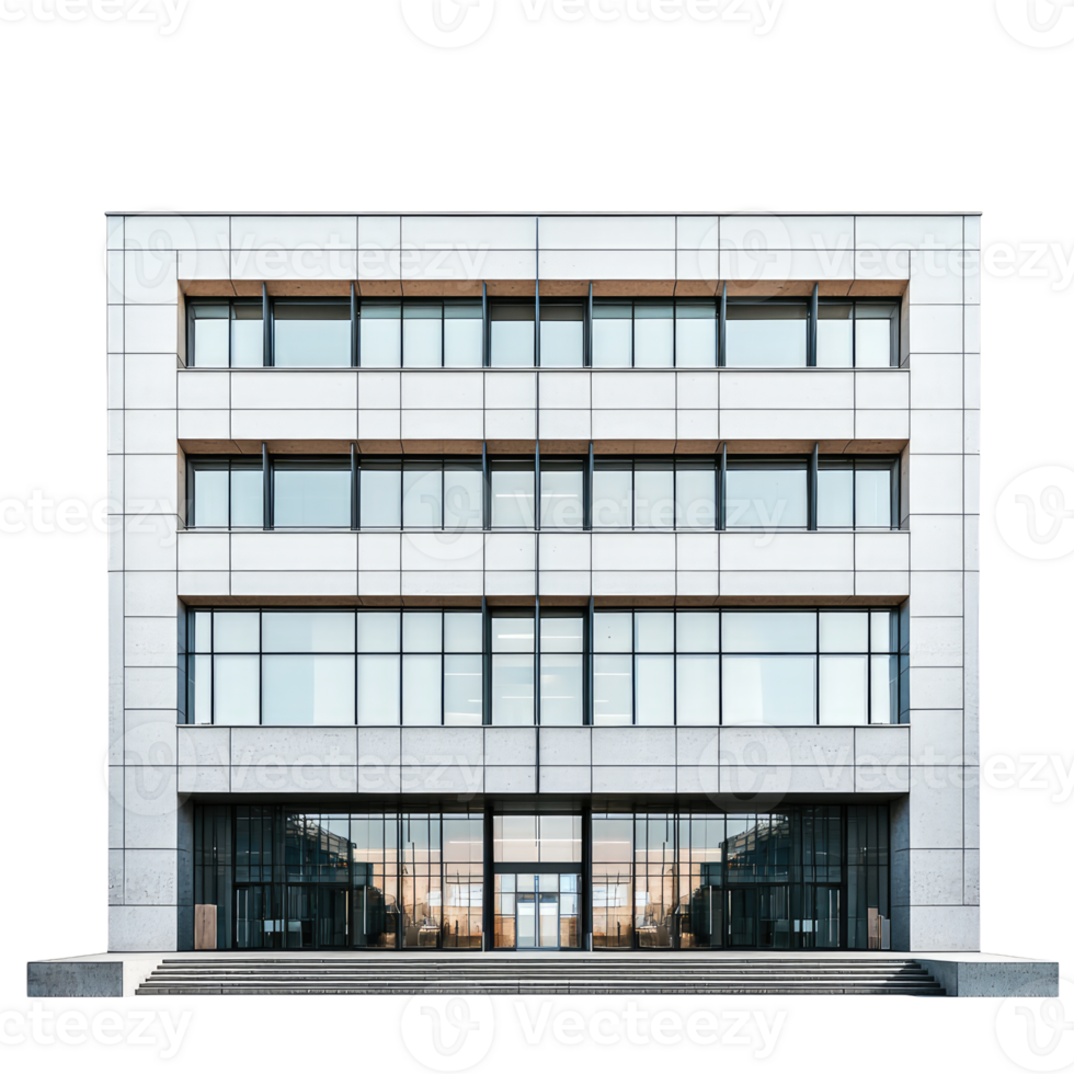 A Modern Office Building Stands Tall, Its Glass Facade Reflecting the Sky, A Symbol of Progress and Ambition. png
