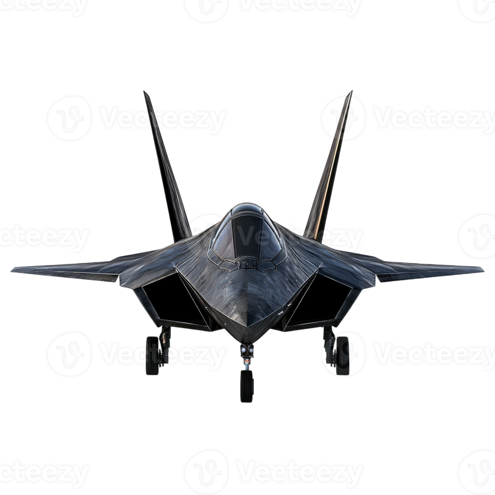 A sleek, black stealth fighter jet poised for takeoff, its powerful design hinting at speed and agility. png
