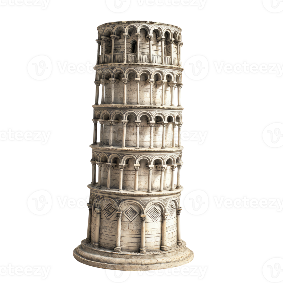 A Detailed Model of the Leaning Tower of Pisa, Capturing its Iconic Architecture and Tilt png