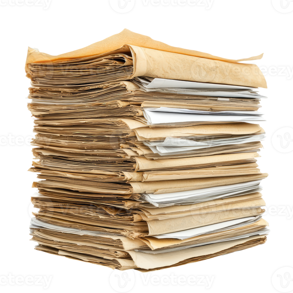 A Towering Stack of Aged Documents The Weight of History in Every Page. png