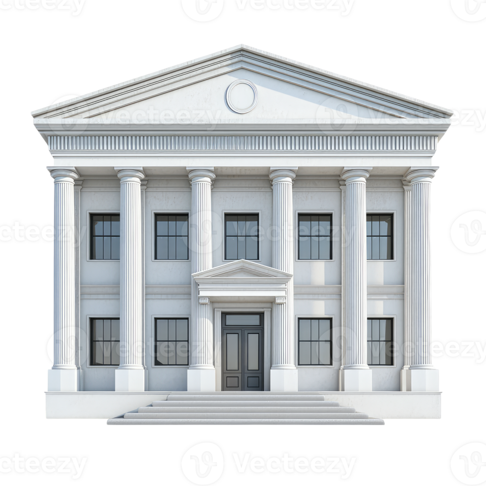 A majestic white facade with fluted columns, a grand entrance, and a touch of classical elegance. png
