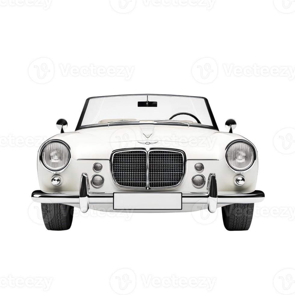 A pristine white convertible, gleaming under the sun, ready to embark on a thrilling adventure. png