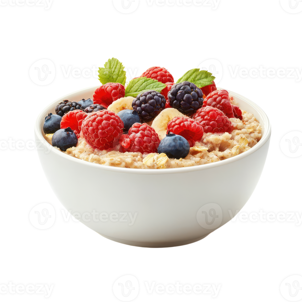 Start Your Day Right A Bowl of Oatmeal Topped with Fresh Berries png