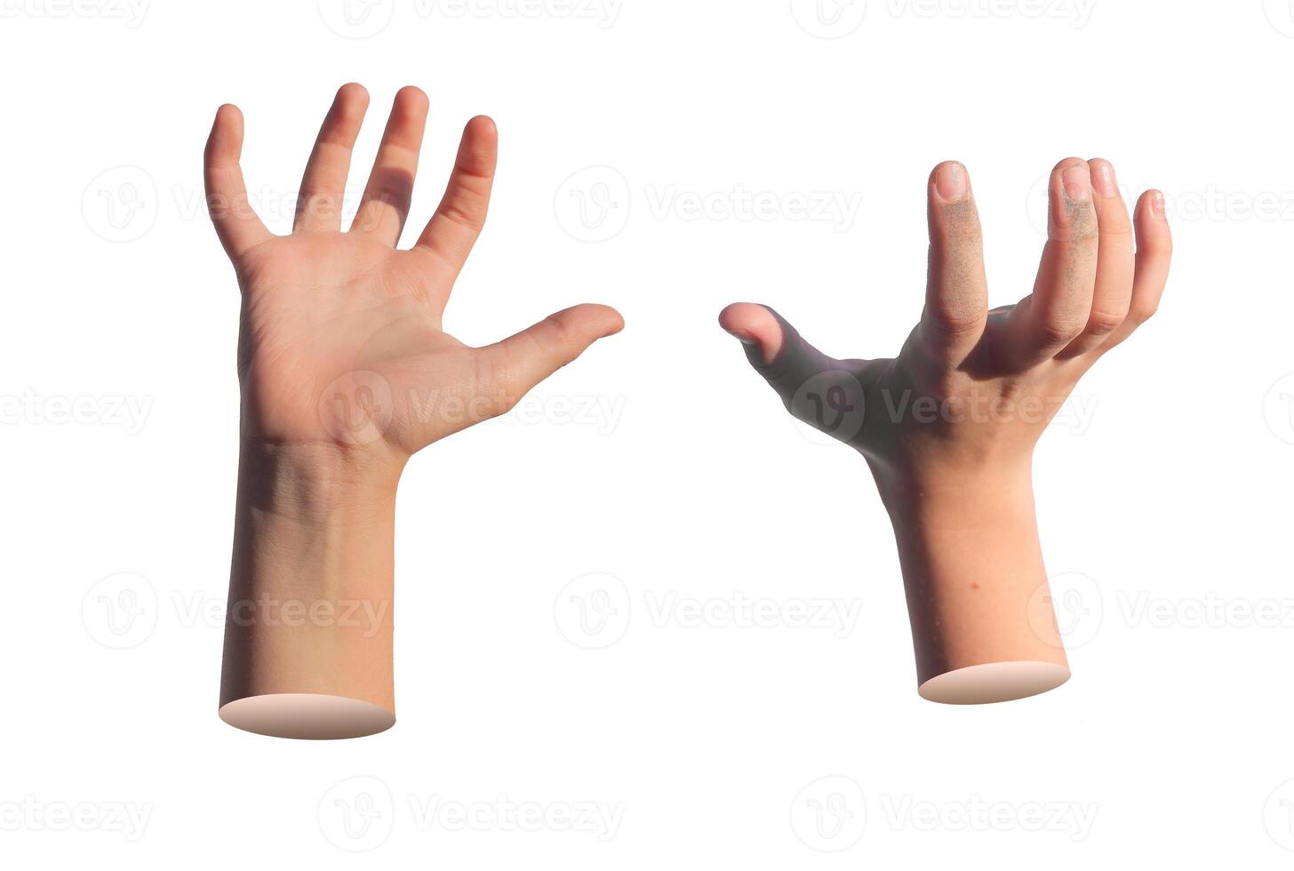 Kids hand holding, grabbing, grasping invisible object isolated on white background photo