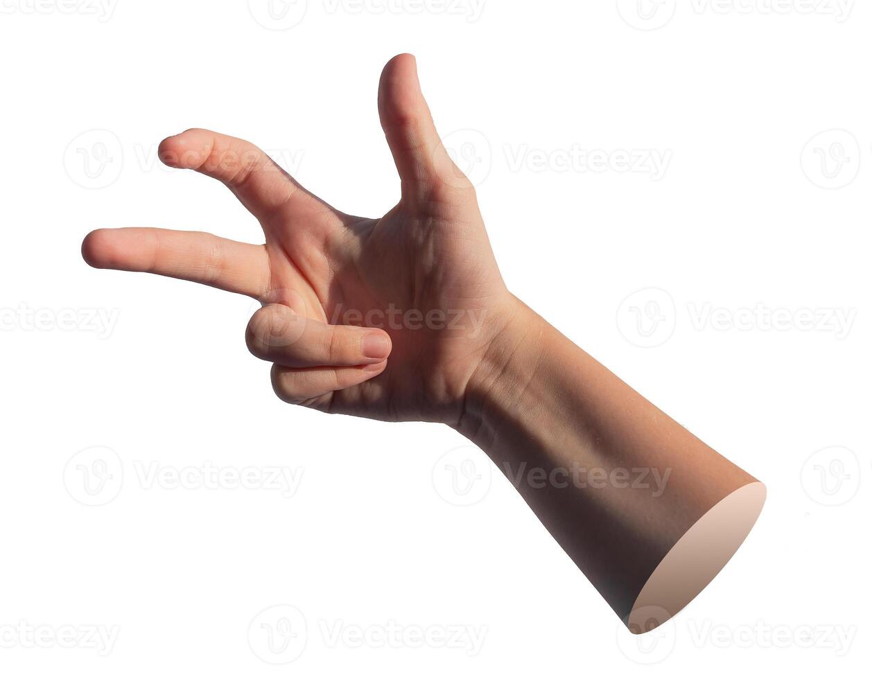 Abstract quirky hand gesture, whimsical and funny expression. Isolated on white background photo