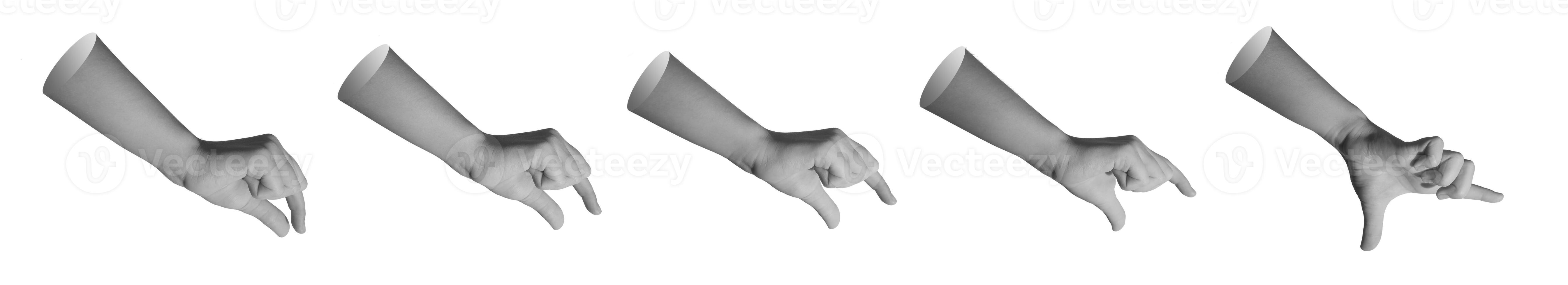 Kid s hand gestures showing size from big to small isolated on white. grabbing, comparing, seizing, photo