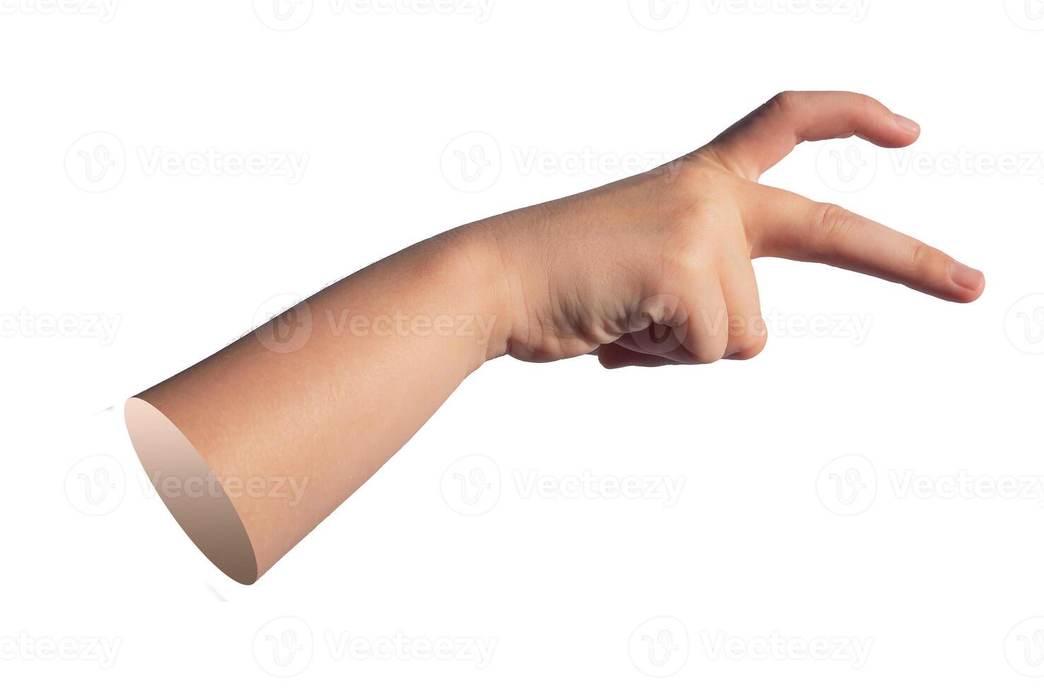 Abstract quirky hand gesture, funny expression. Isolated on white background photo