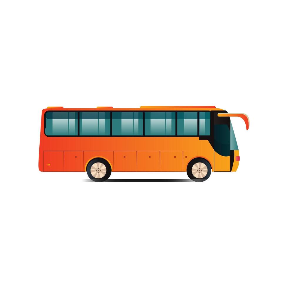 Illustration of yellow Bus, sides view vector