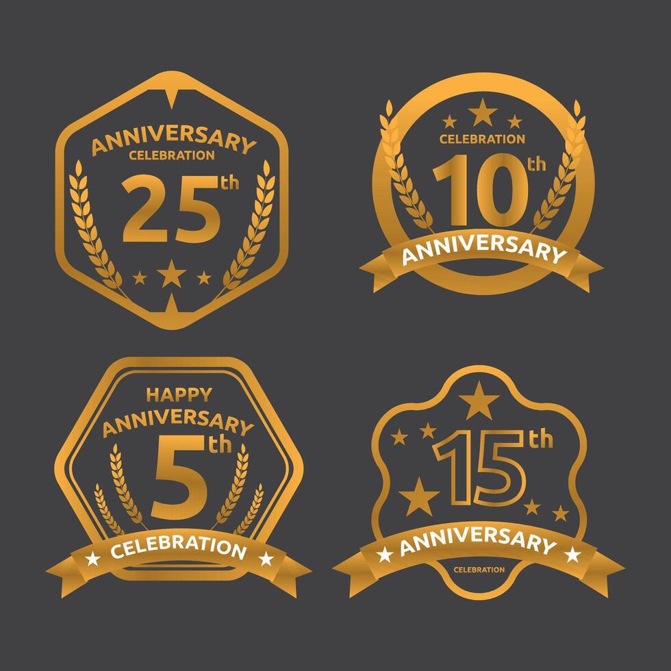 set of Happy Anniversary celebration badge and logo. vector