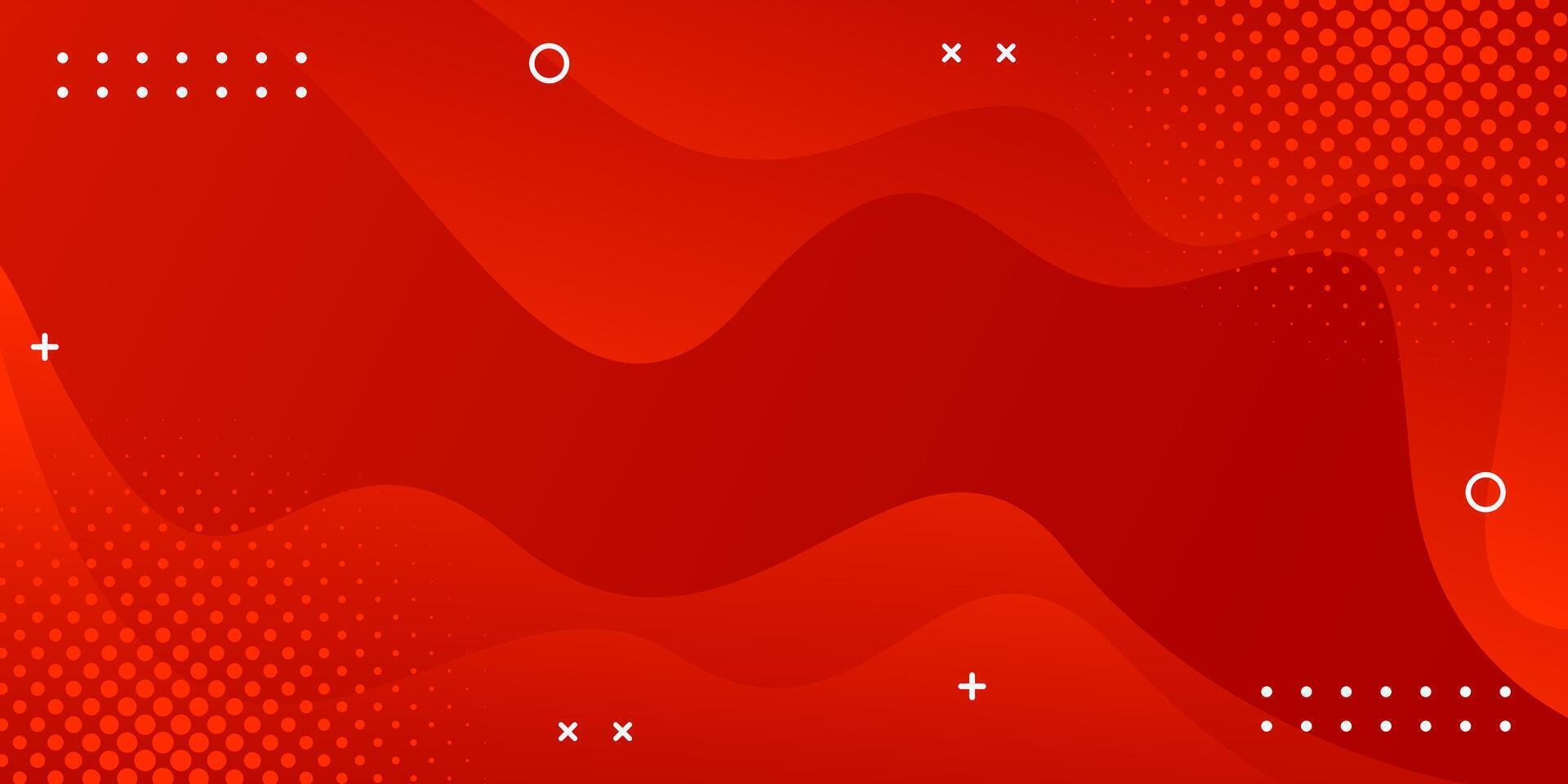 Abstract red fluid wave background with halftone, geometric element, modern dynamic wallpaper vector