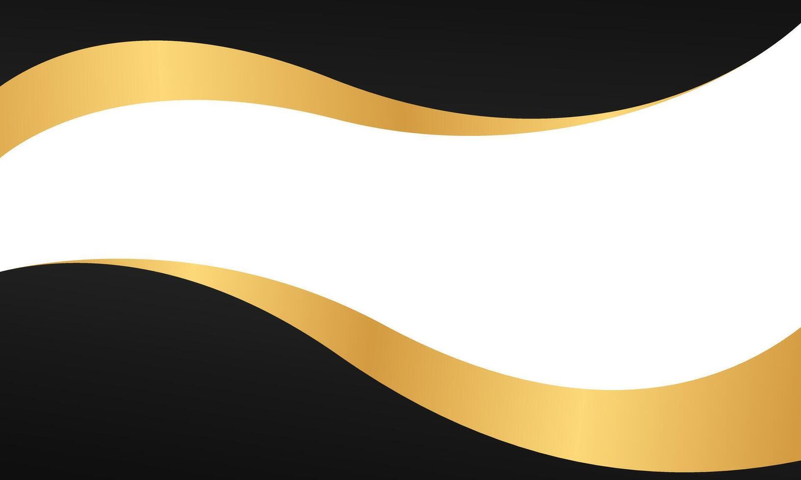 Black and gold curve wavy background with blank space, border , modern business template, card design vector