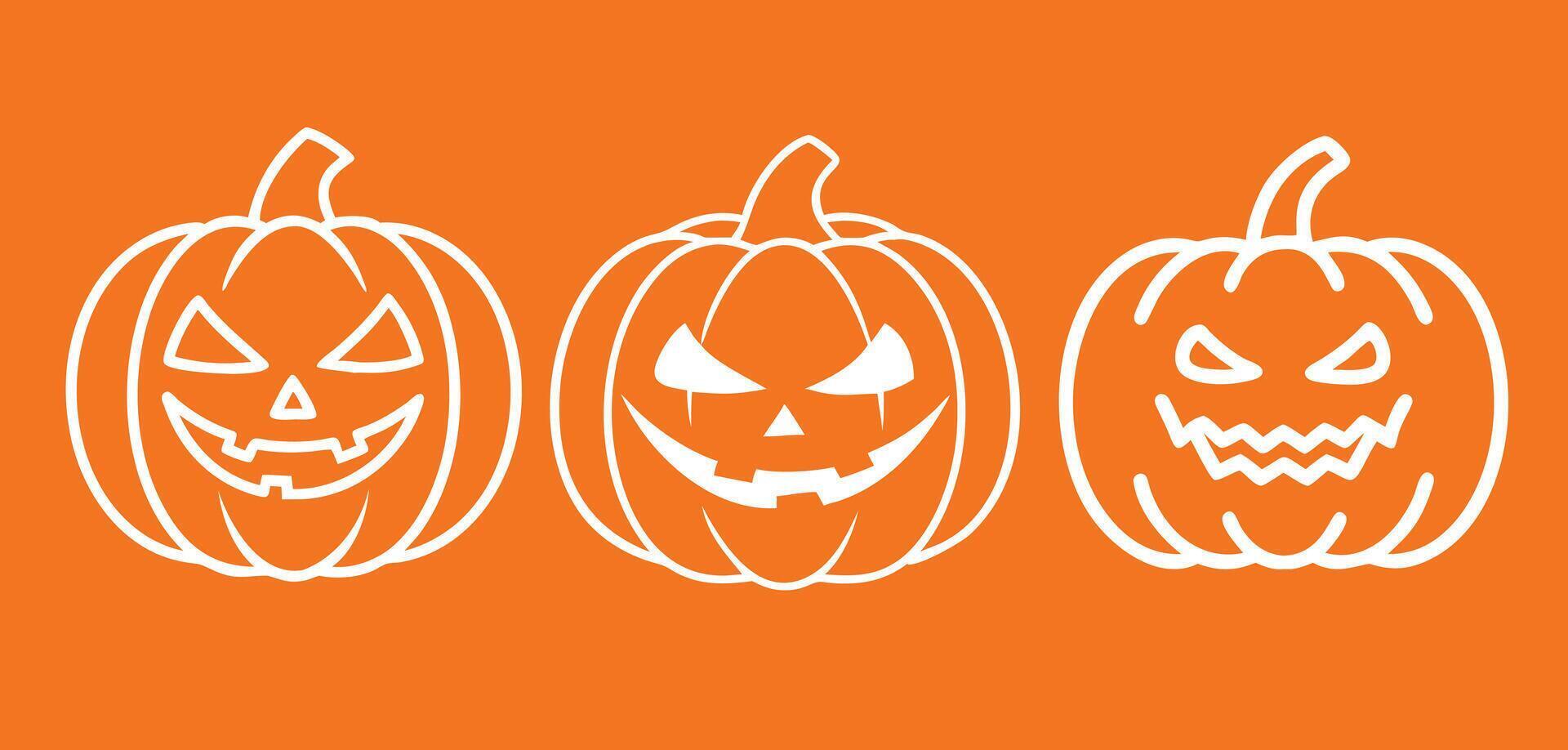 Halloween Pumpkin Trio Illustration. Pumpkin Set vector