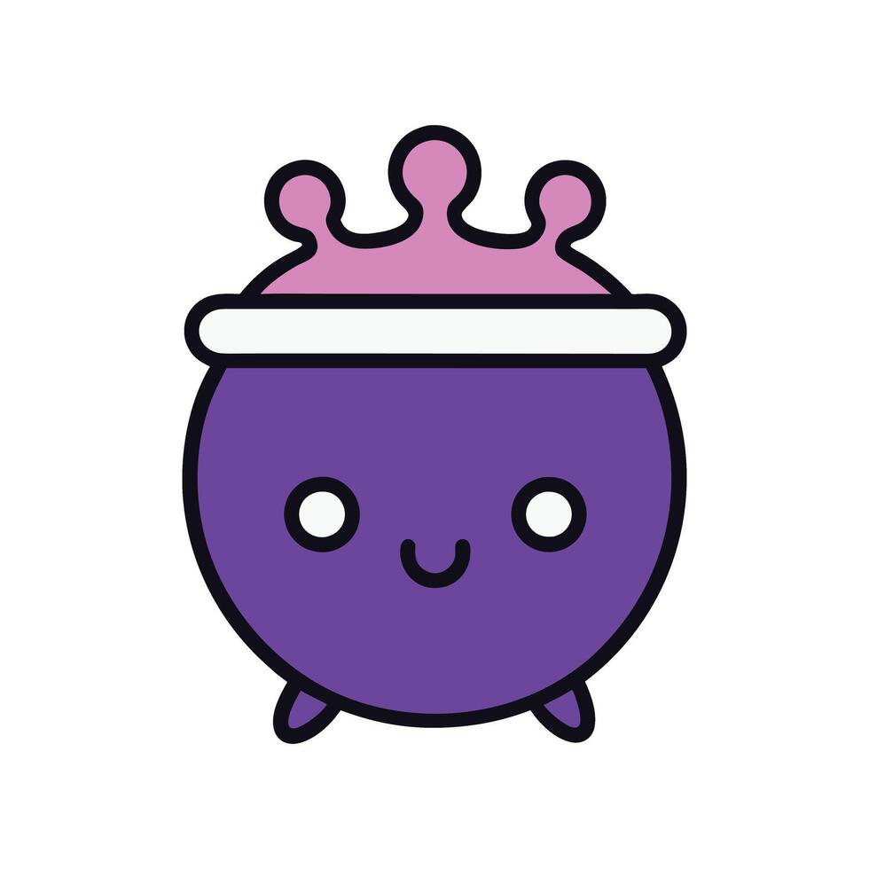 Witches' cauldron in cartoon style, perfect for Halloween and spooky-themed designs vector