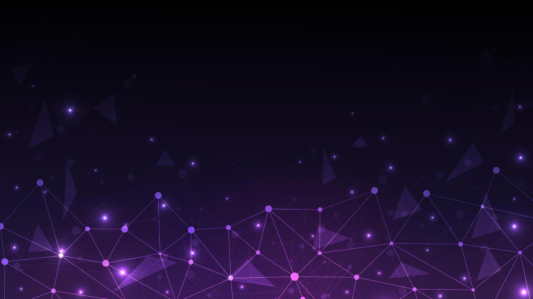 Digital technology future Ai big data blue purple background, interconnection network. vector