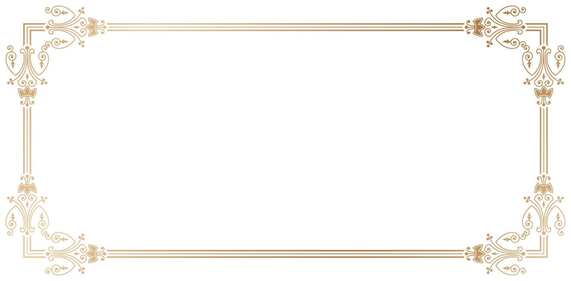 rectangle decorative frame elegant element golden colors isolated white backgrounds for design of retro frames, borders, labels, certificate of completion templates, wedding invitations, greeting card vector