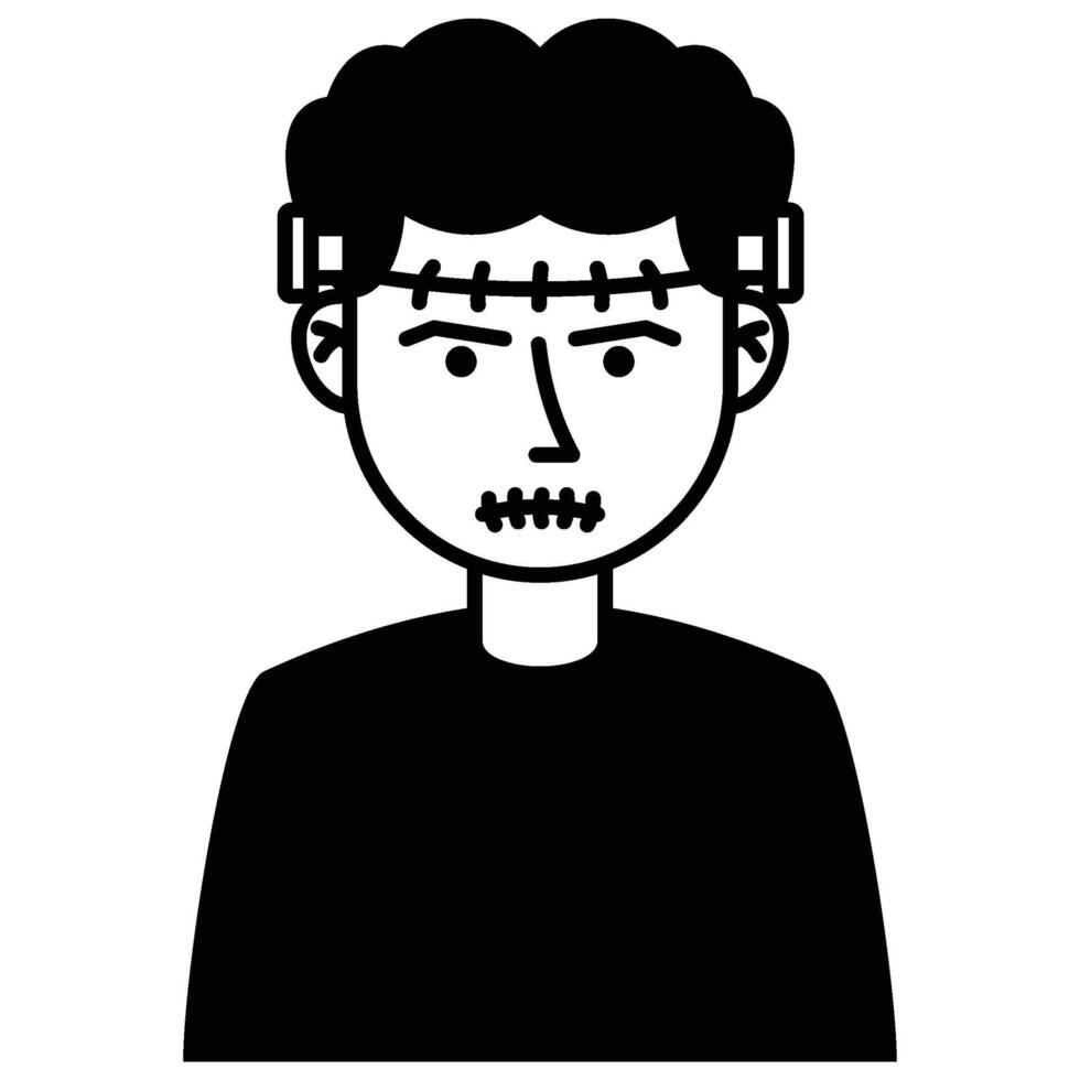 Halloween Zombie Avatar Outline vector