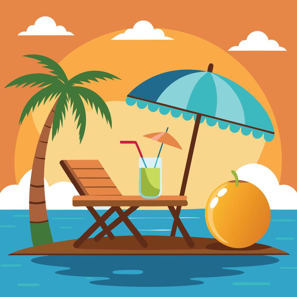 Tropical Ocean Sunset with Vibrant Colors vector