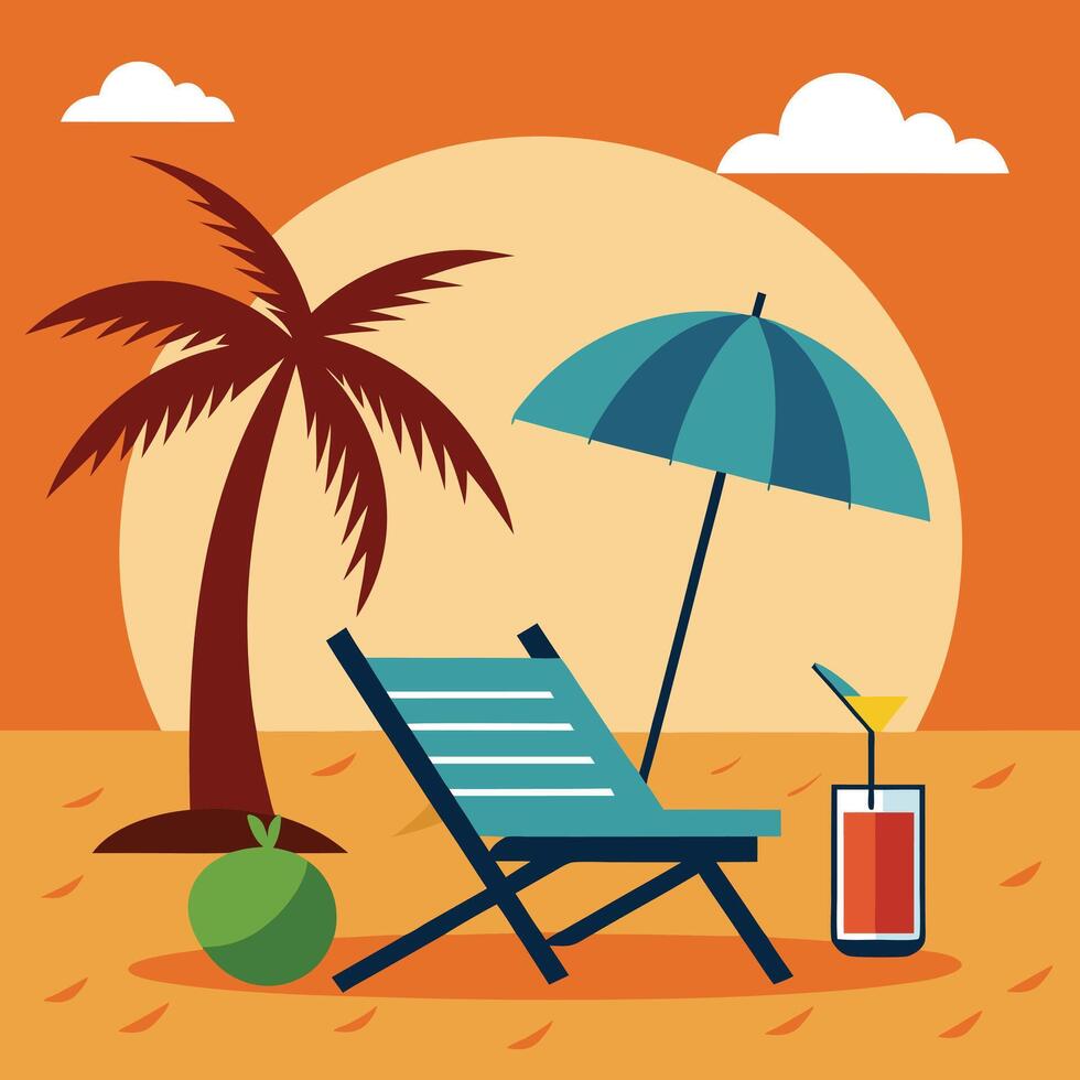 Serene Tropical Sunset by the Beach Art vector