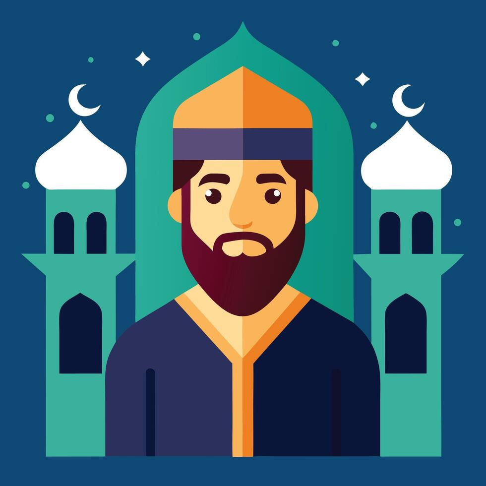 Elegant Islamic New Year Flat Color Illustration vector
