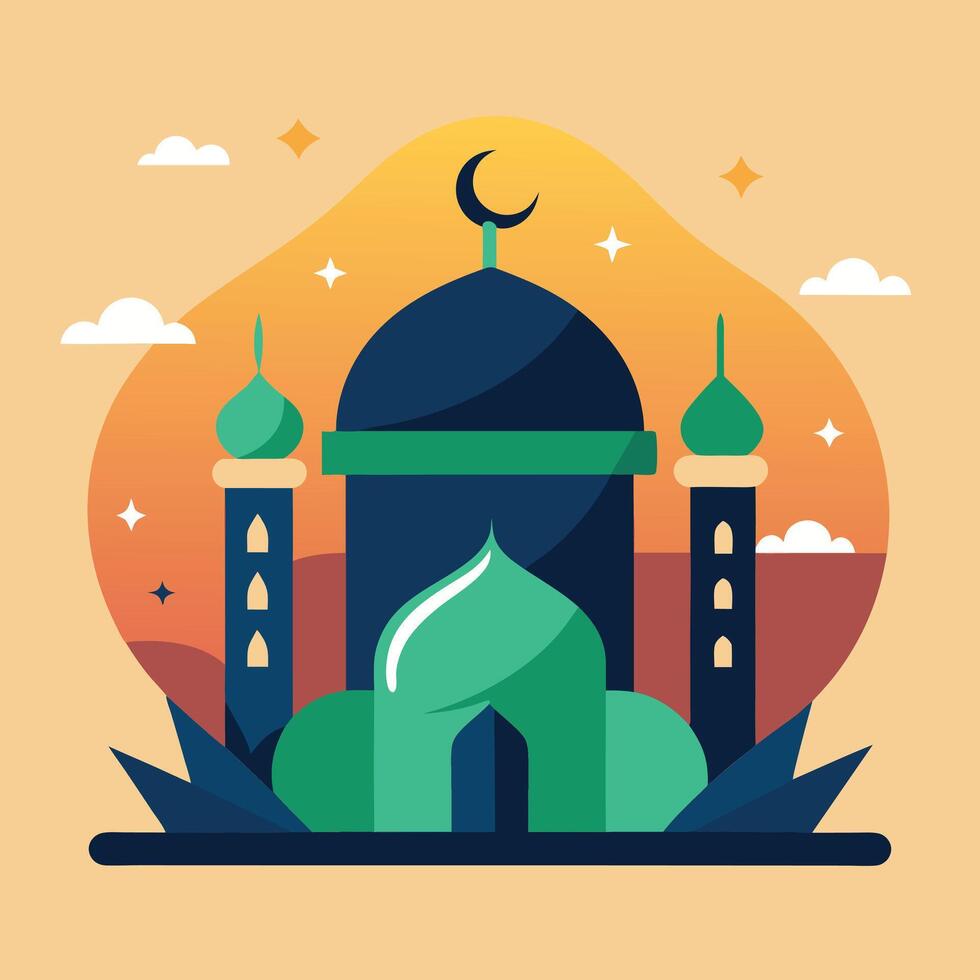 Islamic New Year in Vibrant Flat Illustration Style vector