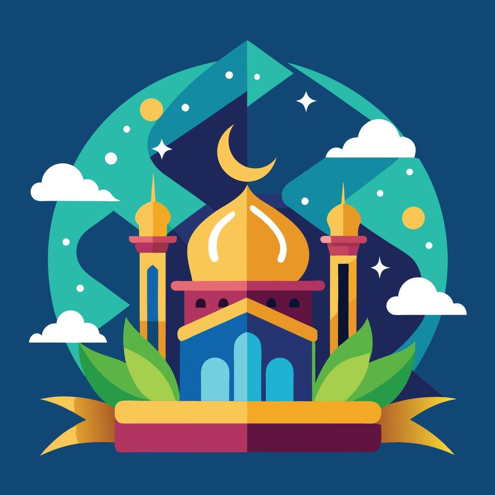 Bright Islamic New Year Flat Illustration Art vector