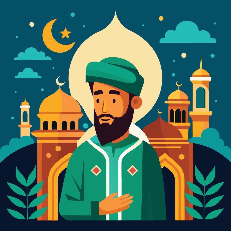 Elegant Islamic New Year in Flat Color Design vector