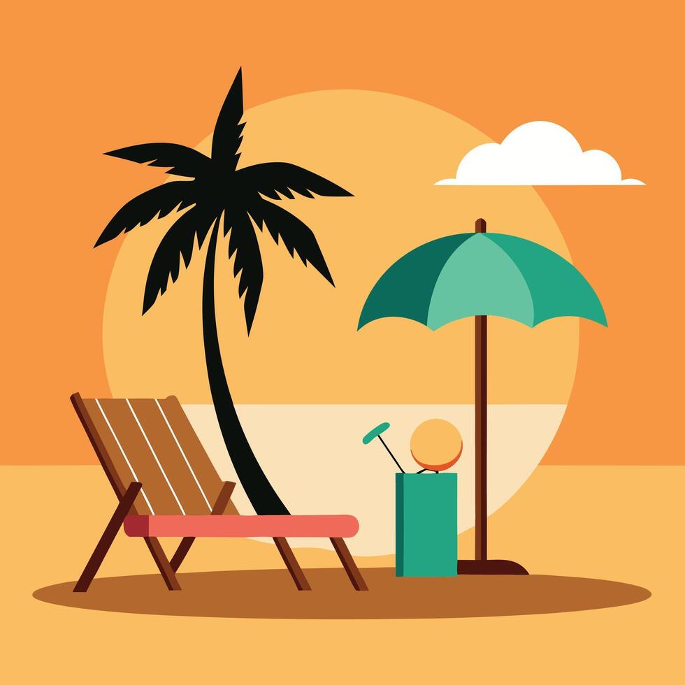 Colorful Tropical Sunset in Coastal Scene vector